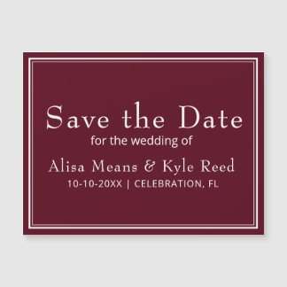 Modern Minimalist Burgundy Save the Date