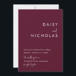 Modern Minimalist Burgundy Wedding Invitation<br><div class="desc">Modern Minimalist Burgundy Wedding Invitation

See matching collection in Niche and Nest Store</div>