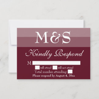 Modern Minimalist Burgundy Wedding RSVP Card