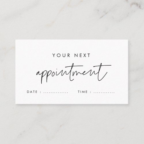 Modern minimalist business appointment card