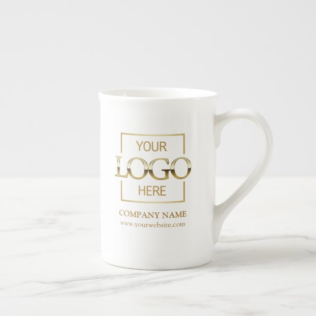 Modern Minimalist Business Branding Custom Logo Bone China Mug (Right)