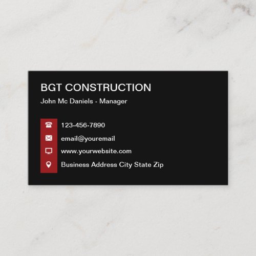 Modern Minimalist Business Cards For Construction