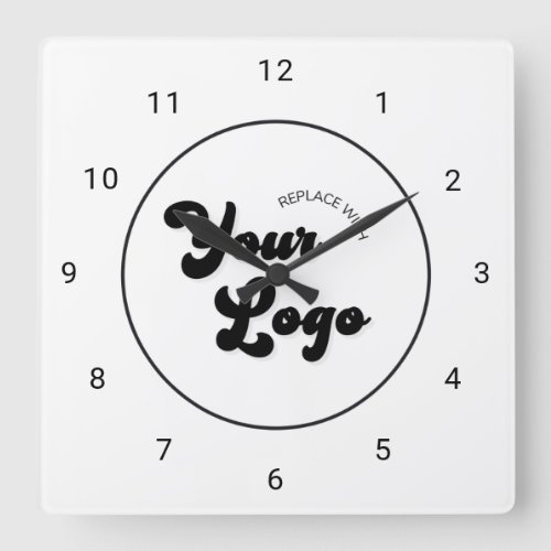 Modern Minimalist Business Company Custom Logo  Square Wall Clock