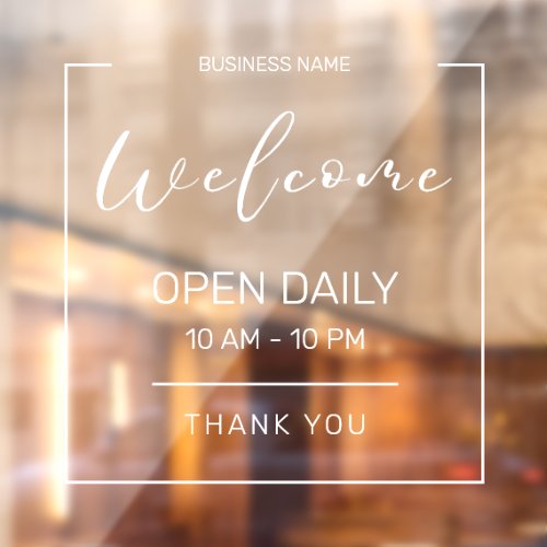 Modern Minimalist Business Hours Store Caf Open Window Cling