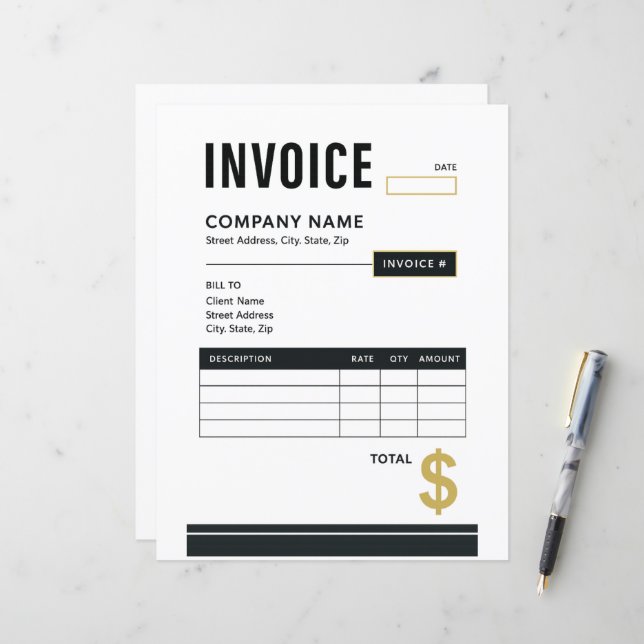 Modern Minimalist Business Invoice (Front/Back In Situ)