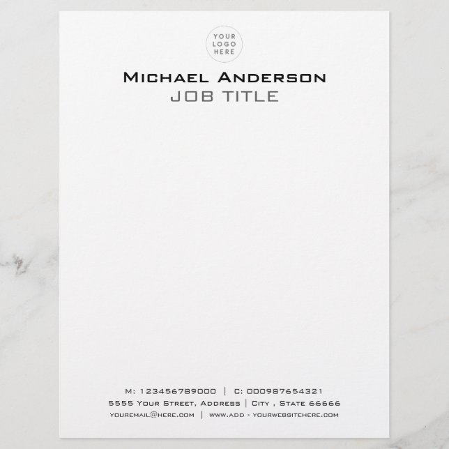 Modern Minimalist Business Letterhead (Front)