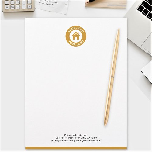Modern Minimalist Business Logo Black Gold White Letterhead