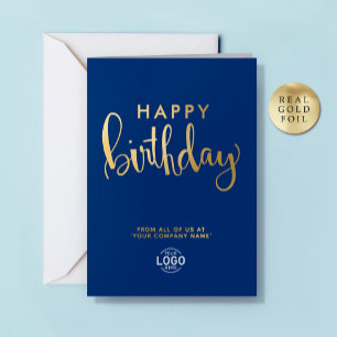 Modern Minimalist Business Logo Happy Birthday Foil Greeting Card