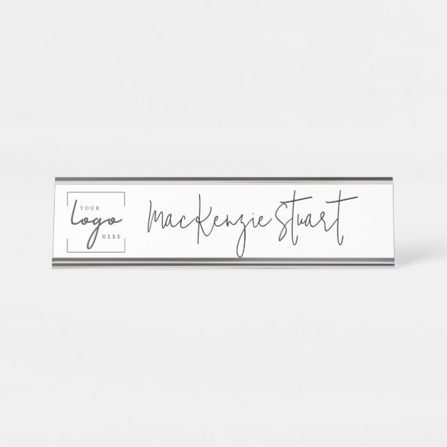 Modern Minimalist Business Logo Professional Desk Name Plate (Front)
