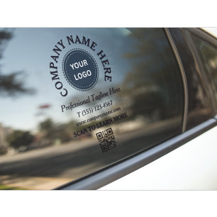 Modern Minimalist Business Logo QR Code Car Window Cling