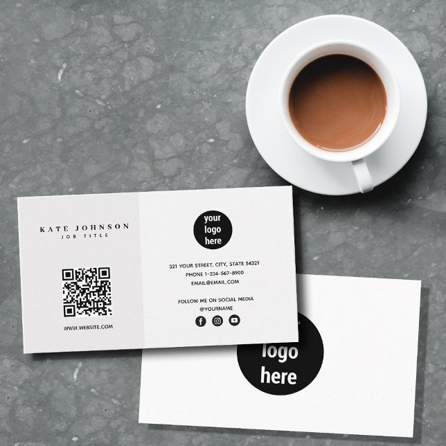 Modern Minimalist Business Logo QR Code  Card (Modern Minimalist Business Logo QR Code Business Card)