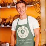 Modern Minimalist Business Logo Sage Green Apron<br><div class="desc">Market your business while staying on brand with these customizable aprons. Soothing sage green and cream color palette can easily be changed. Add your own logo and business information. If you need assistance with personalizing this product, please use the message button below to contact me and and I'll be happy...</div>