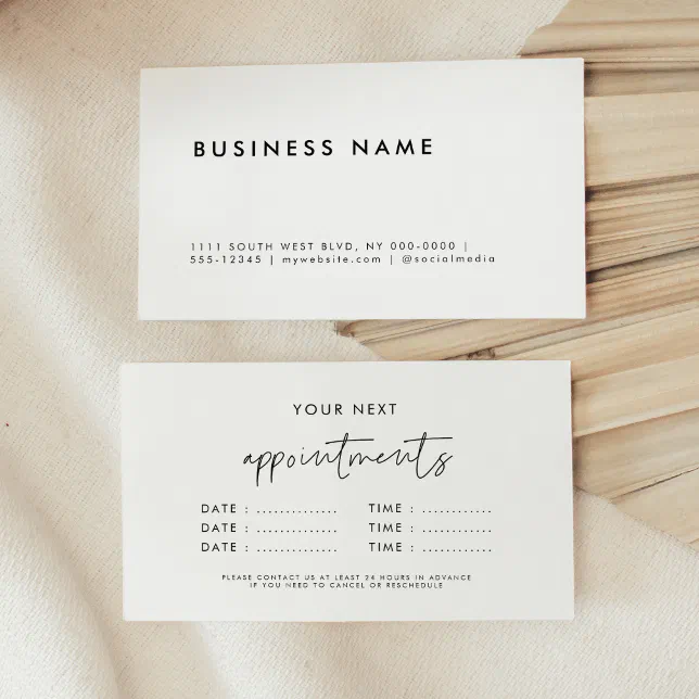 Modern minimalist business multiple dates appointment card | Zazzle