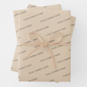 Modern Minimalist Business Name Packaging Beige Wrapping Paper Sheets
