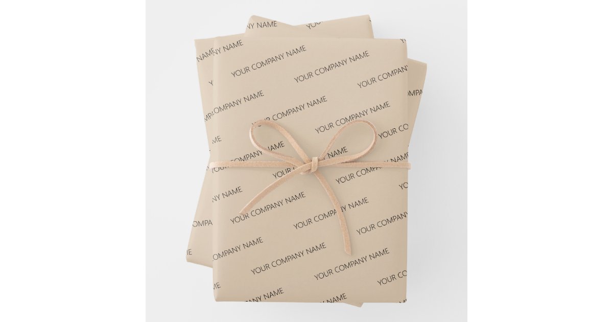 Modern Minimalist Business Name Packaging Beige Wrapping Paper Sheets