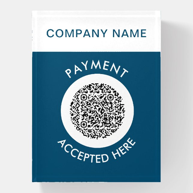 Modern Minimalist Business Name qr code payment Paperweight (Vertical)