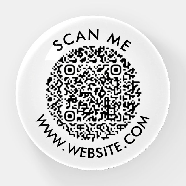 Modern Minimalist Business Website Scan me qr code Paperweight (Front)