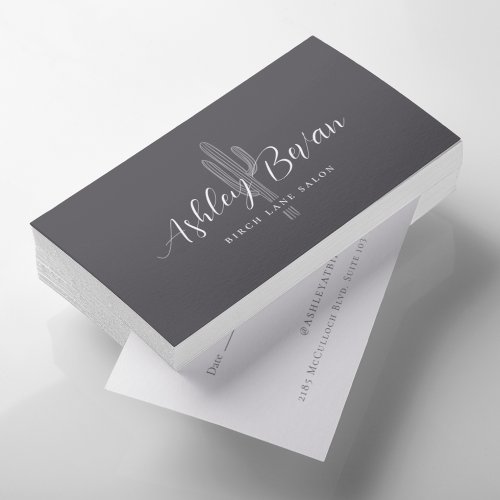 Modern Minimalist Cactus Logo Appointment Business Card