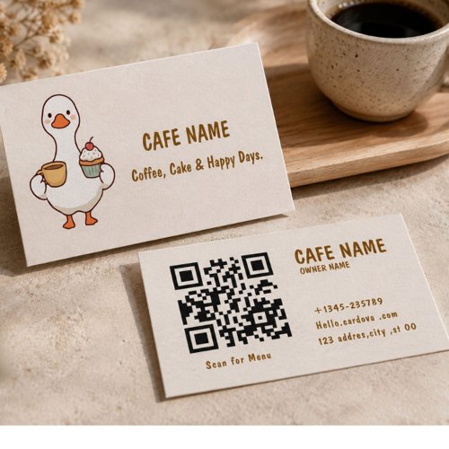Modern Minimalist Café Business Card /Qr code
