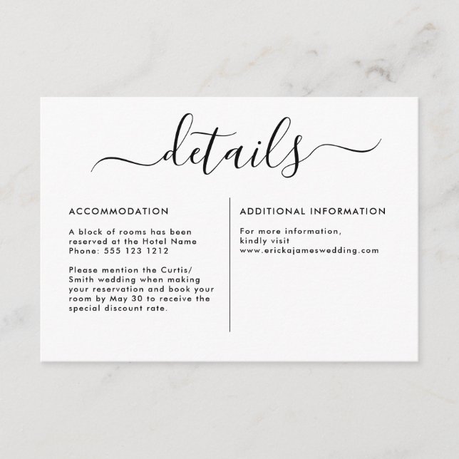 Modern Minimalist Calligraphic Enclosure Card (Front)