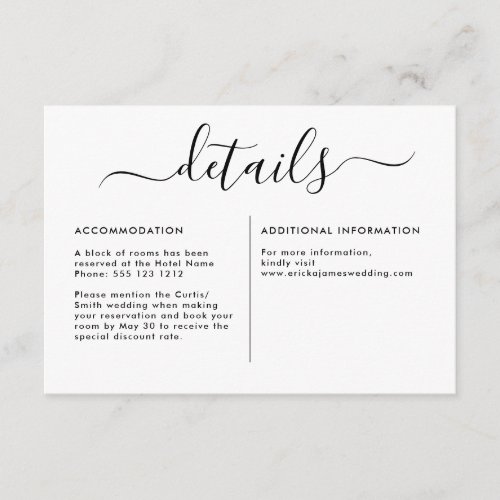 Modern Minimalist Calligraphic Enclosure Card