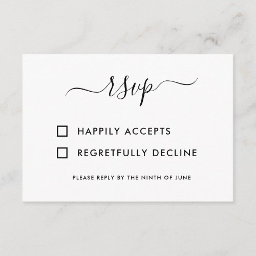 Modern Minimalist Calligraphic RSVP Enclosure Card