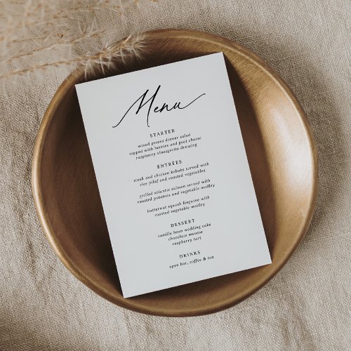 Modern Minimalist Calligraphy 5 x 7 Wedding Menu