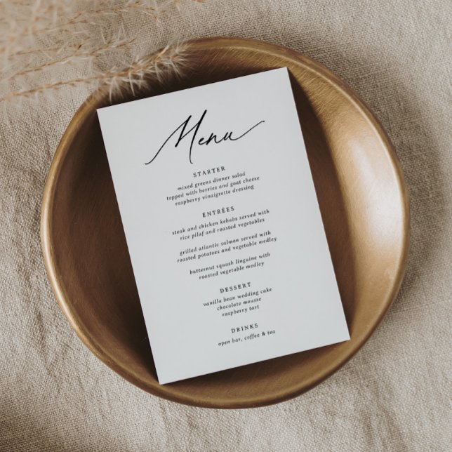 Modern Minimalist Calligraphy 5 x 7 Wedding Menu (Creator Uploaded)