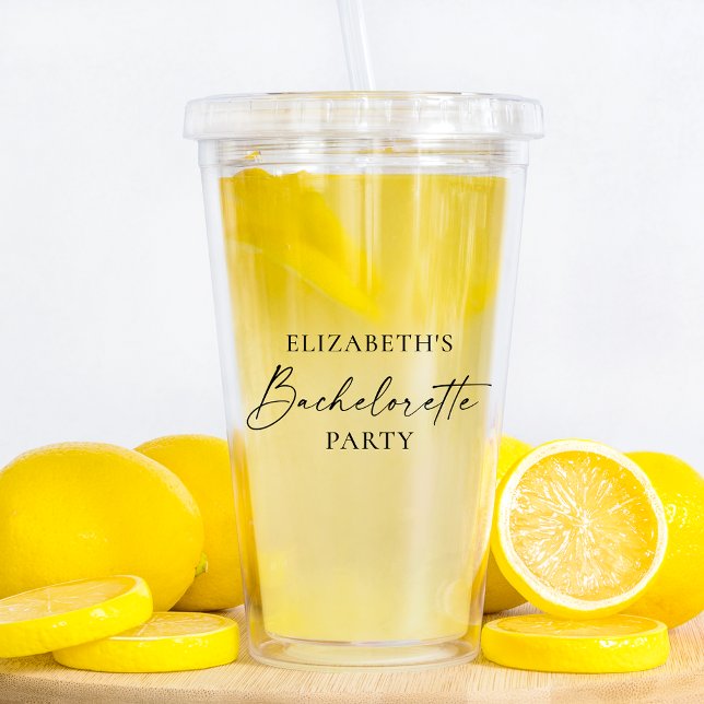 Modern Minimalist Calligraphy Bachelorette Party Acrylic Tumbler (Customize to change your personalized text size, color or style.)