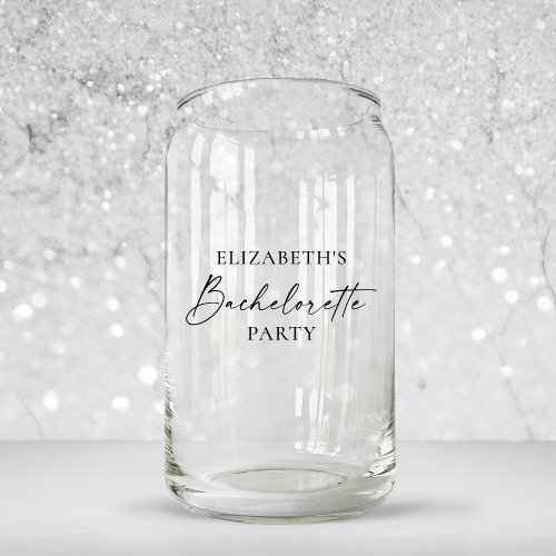 Modern Minimalist Calligraphy Bachelorette Party  Can Glass