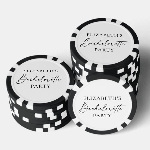Modern Minimalist Calligraphy Bachelorette Party Poker Chips