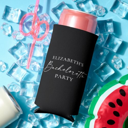 Modern Minimalist Calligraphy Bachelorette Party Seltzer Can Cooler
