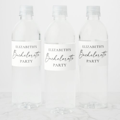 Modern Minimalist Calligraphy Bachelorette Party Water Bottle Label