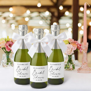 Modern Minimalist Calligraphy Bridal Shower Mini Sparkling Wine Label