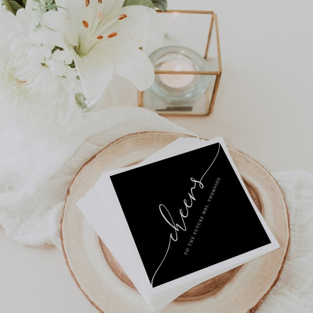 Modern Minimalist Calligraphy "Cheers" Wedding Nap Napkins (Creator Uploaded)