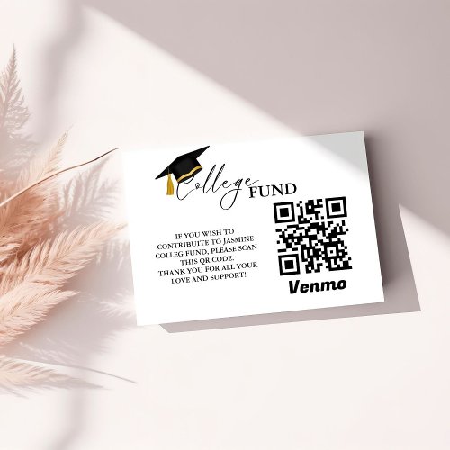 Modern Minimalist Calligraphy College Fund Qr Code Enclosure Card