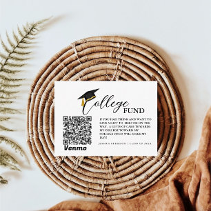 Modern Minimalist Calligraphy College Fund Qr Code Enclosure Card