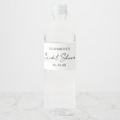 Modern Minimalist Calligraphy Ink Bridal Shower  Water Bottle Label (Front)