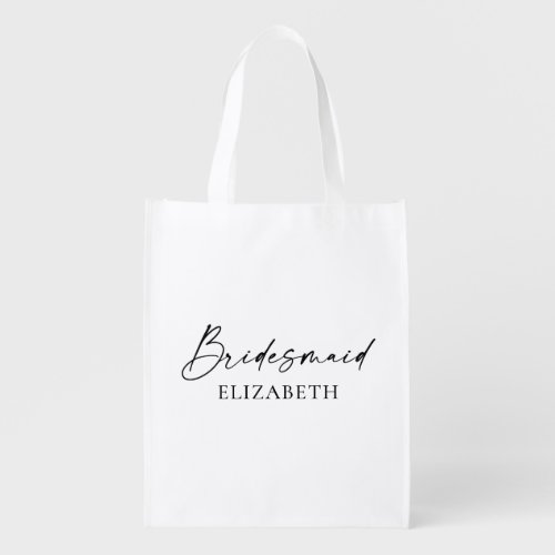 Modern Minimalist Calligraphy Ink Bridesmaid Bag