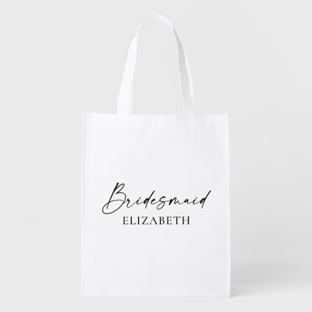 Modern Minimalist Calligraphy Ink Bridesmaid Bag (Front)