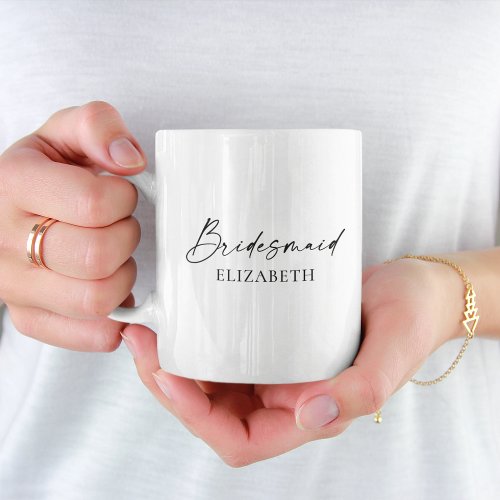 Modern Minimalist Calligraphy Ink Bridesmaid Coffee Mug