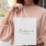Modern Minimalist Calligraphy Ink Bridesmaid Medium Gift Bag<br><div class="desc">Modern Minimalist yet Elegant Calligraphy Ink Script Bridesmaid Name Gift Bag - Black & White</div>