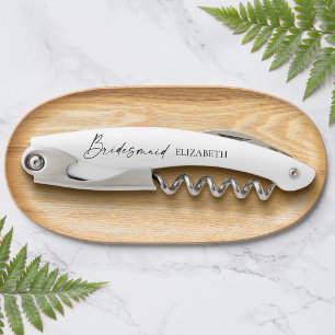 Modern Minimalist Calligraphy Ink Bridesmaid Waiter's Corkscrew