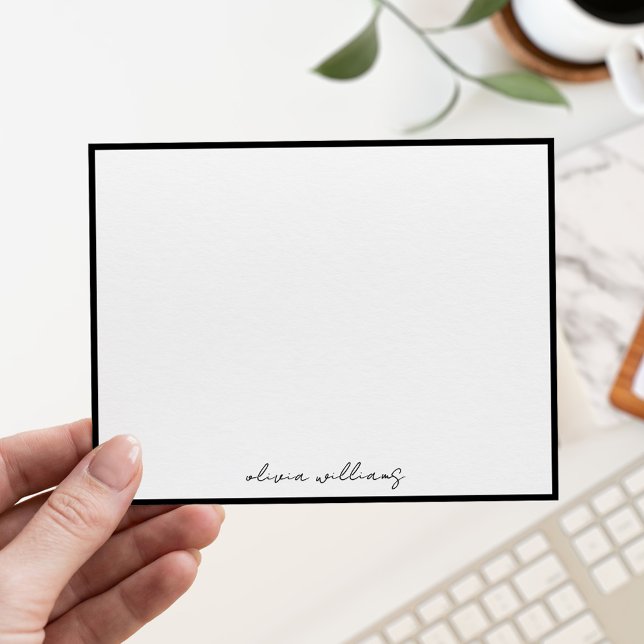 Modern Minimalist Calligraphy Monogram Note Card (Creator Uploaded)