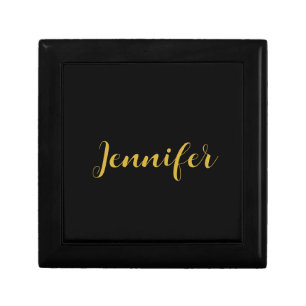 Modern Minimalist Calligraphy Name Black Gold Gift Box