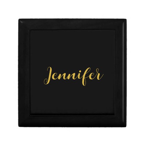 Modern Minimalist Calligraphy Name Black Gold Gift Box
