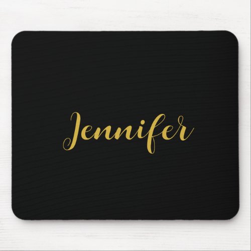 Modern Minimalist Calligraphy Name Black Gold Mouse Pad