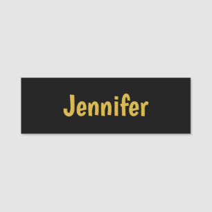 Modern Minimalist Calligraphy Name Black Gold Tag