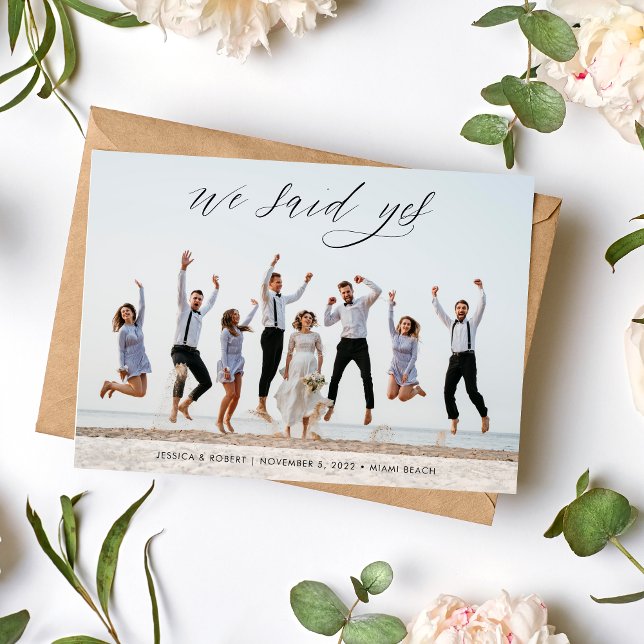 Modern Minimalist Calligraphy Photo Wedding Announcement (Creator Uploaded)