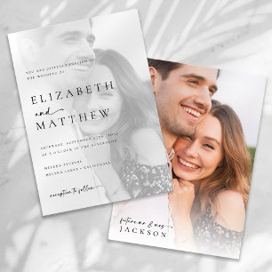 Modern Minimalist Calligraphy Photo Wedding Invitation